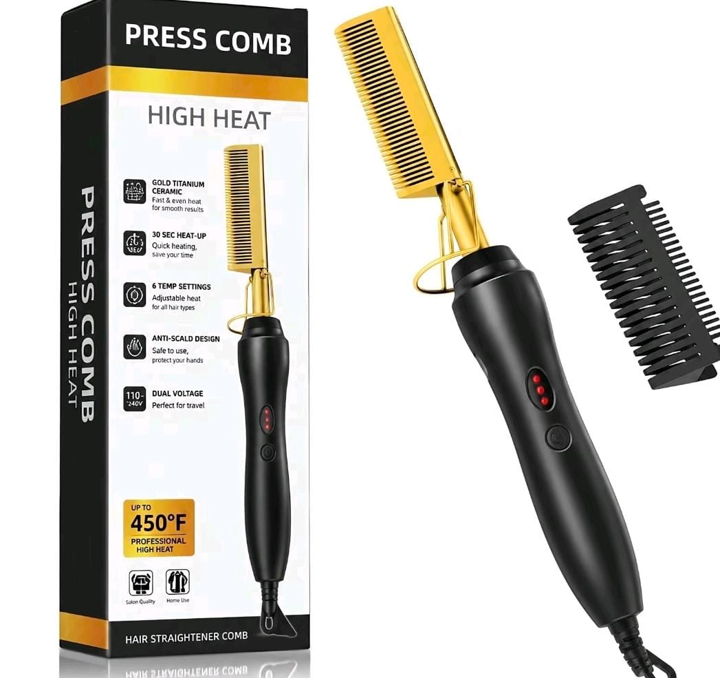 Hair Hot Comb Straightener Professional Electric Press Comb for Smooth Resuclts